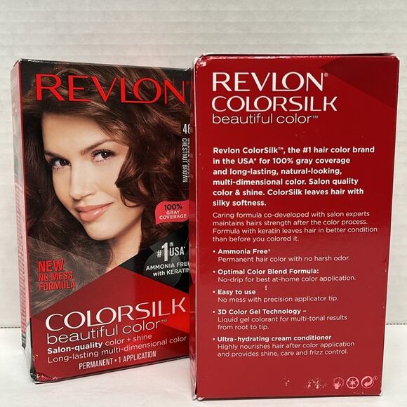 Revlon Colorsilk Hair Color Permanent Dye 46 Medium Gold Chestnut Brown Lot of 2 - Picture 4 of 7